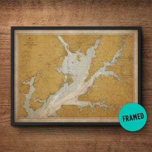 Upper Chesapeake Bay Mappa, Arte Incorniciata, Mappa Maryland, Carta nautica, Decoro Nautico, Extra Large, Sopra Decorazione Letto, Camera da letto, Mappa antica