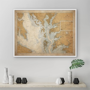 Chesapeake Bay Map, Vintage Chesapeake Bay Map, Nautical Decor, Large Wall Art, Extra Large Poster, Above Bed Decor, Antique Map image 4