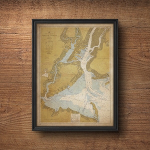 Staten Island Karte, Alte Staten Island Karte, New York Karte, Nautisches Dekor, große Wandkunst, Überbett Dekor, Schlafzimmer Kunst, Antike Karte