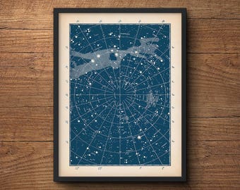 Star Chart Print, Star Map Print, Constellation Print, Nautical Decor, Star Chart Poster, Constellation Art, Astronomy Art, Nursery Art