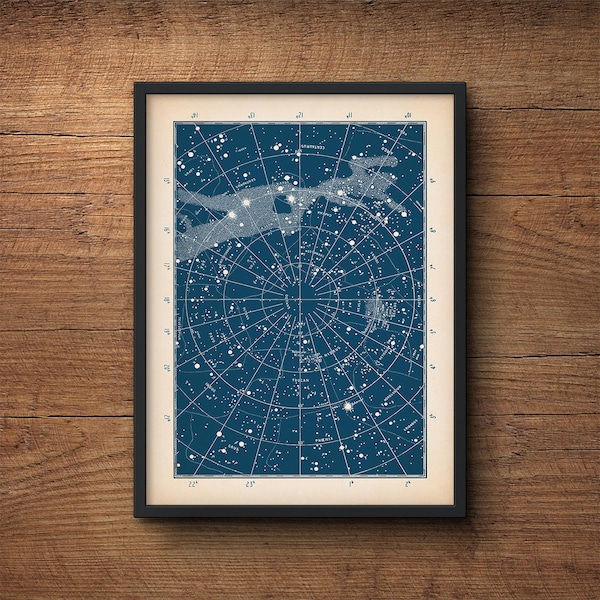 Star Chart Print, Star Map Print, Constellation Print, Nautical Decor, Star Chart Poster, Constellation Art, Astronomy Art, Nursery Art