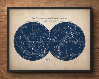 Constellation Print, Star Map, Constellation Art, Astronomy Print, Wall Art, Nautical Decor, Bedroom Wall Decor, Astrology, Large Print