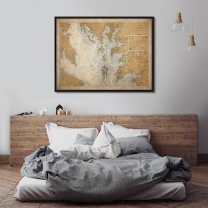 Chesapeake Bay Map, Vintage Chesapeake Bay Map, Nautical Decor, Large Wall Art, Extra Large Poster, Above Bed Decor, Antique Map image 2