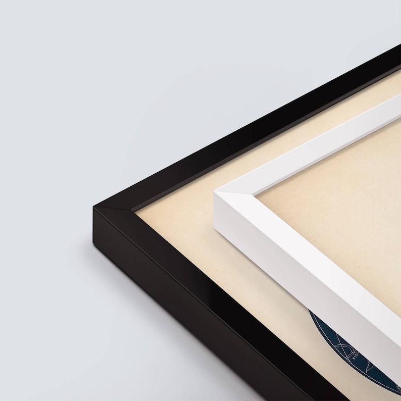 May include: A black picture frame with a white inner frame. The frames are both rectangular and have a simple design.