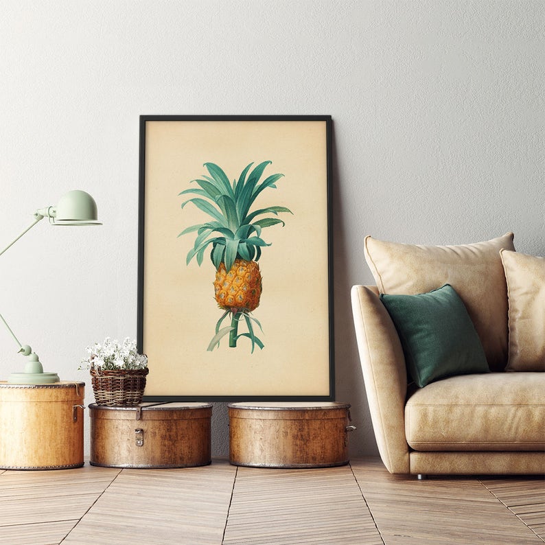 Pineapple Wall Art, Pineapple Print Art, Botanical Wall Art, Pineapple Print, Large Wall Art, Wall Print Pineapple, Large Pineapple Print image 2