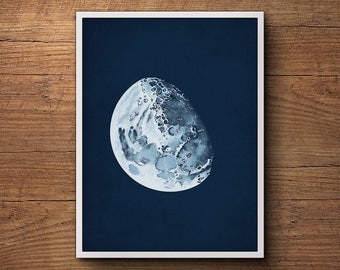 Moon Phase Print, Moon Phase Poster, Moon Wall Art, Large Moon Print, Moon Print, Nautical Decor, Astronomy Print, La Luna Print, Wall Art