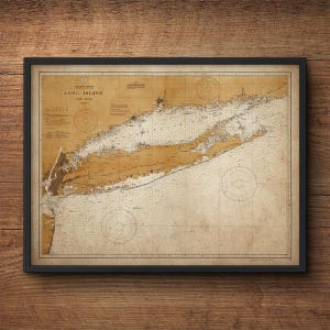 Long Island Mapa, Mapa de Long Island, Nueva York, Decoración náutica, Arte de pared grande, Póster extra grande, Decoración de la cama por encima, Mapa antiguo, Arte de pared