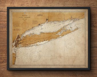 Long Island Map, Map of Long Island, New York, Nautical decor, Large Wall art, Extra Large Poster, Above Bed Decor, Antique Map, Wall Art