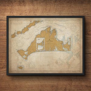 Mappa martha's vineyard, Mappa vintage Martha's Vineyard, Decorazione nautica, Arte murale grande, Mappa grande, Sopra il letto Decor, Arte della camera da letto, Mappa antica