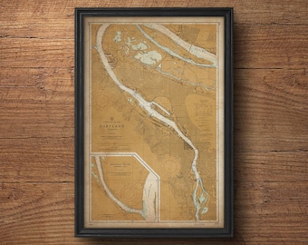 Portland Map, Portland Oregon Map, Old Portland Map, Vintage Map, Nautical Decor, Large Wall Art, Above Bed Decor, Bedroom Art, Antique Map