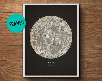 Moon Print, Framed, Moon Poster, Full Moon Poster, Full Moon Print, Star Chart, Nautical Decor, Bedroom Decor, La Luna, La Lune, Framed Art