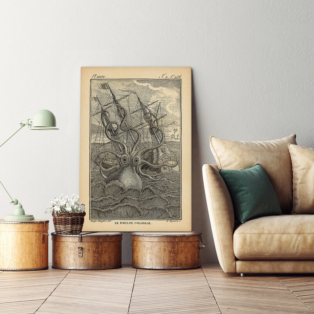 Giant Octopus Wall Art on Canvas Giant Octopus Print Octopus - Etsy