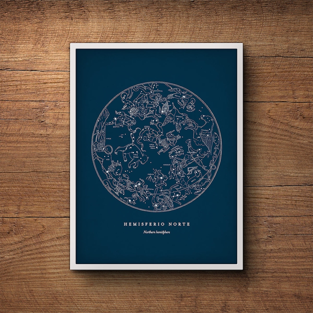Star Map Print, Northern Hemisphere Star Chart, Constellation Print ...