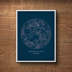 Stampa di mappe stellari, Carta stellare dell'emisfero settentrionale, Stampa di costellazioni, Mappa stellare, Arte della parete celeste, Poster astronomico, Decorazione nautica