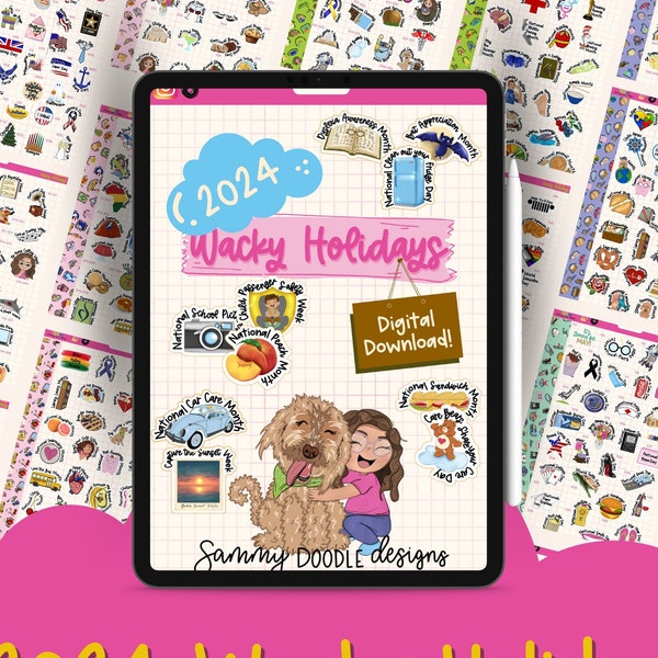 Wacky Holidays 2024 Digital Sticker Pack - Goodnotes & PNGs || Digital Stickers