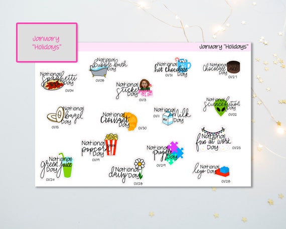 January Holidays/ National Days Planner Stickers | Etsy New Zealand