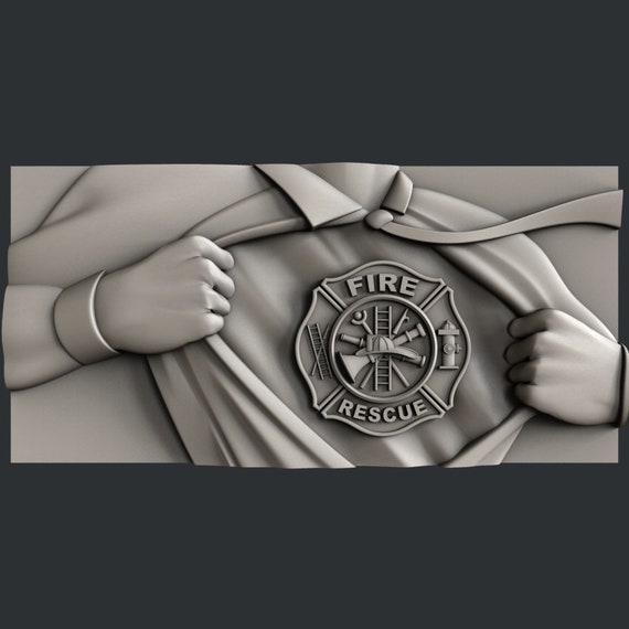 Aspire Artcam relief Firefighter 3d STL models for CNC