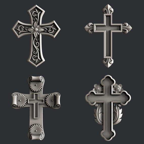 3d stl model cnc router artcam aspire 30 pcs cross crucifiction collection