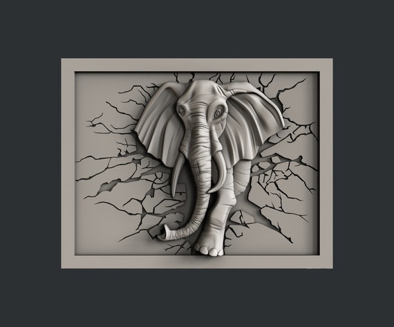 2 3D STL Models Elephant Pack For CNC Router Carving Machine  Artcam aspire