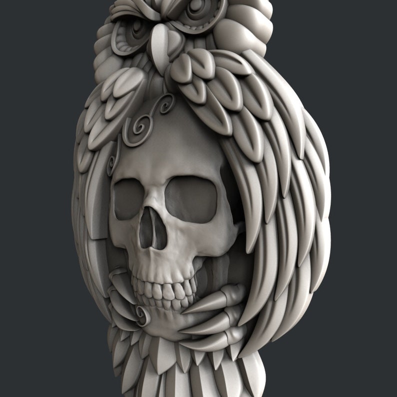 3d STL models for CNC Owl skull Etsy