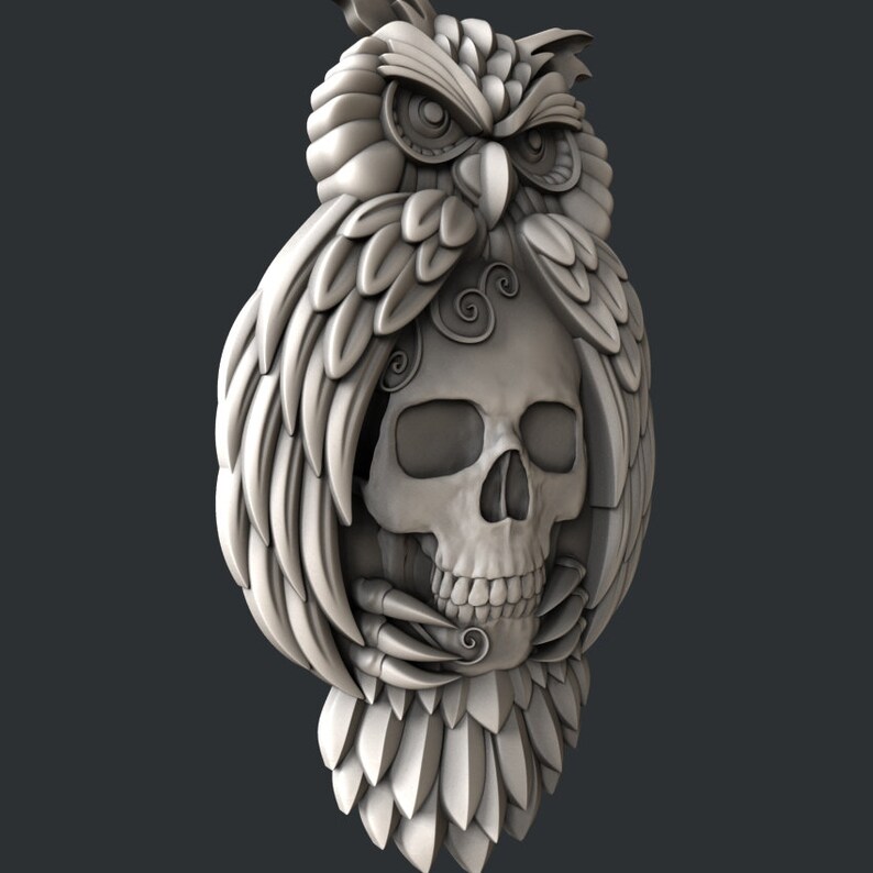 3d STL models for CNC Owl skull Etsy
