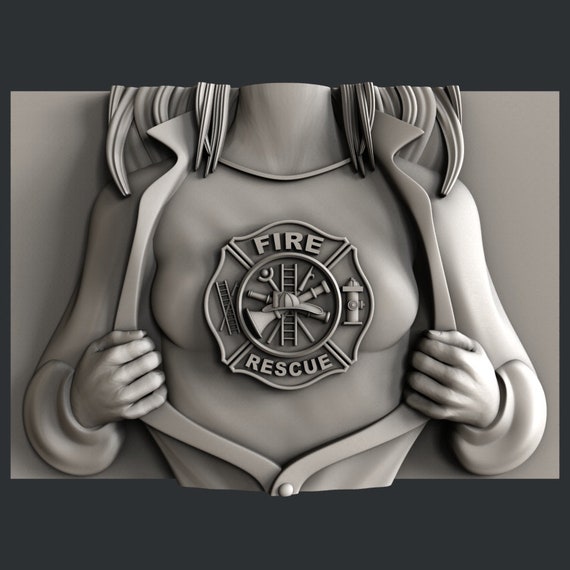 Aspire Artcam relief Firefighter 3d STL models for CNC