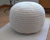 Knitted pouffe ,Cotton cord,Bean bag, Pouf, footrest ball Knit,Ottoman, Footstool, Pillow, Floor cushion, Puff, Crochet pouf, 55 cm