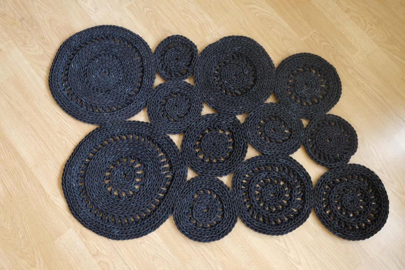 Gestrickte Runden Teppich Hakeln Schnur Rund Teppich Etsy
