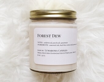 Forest Dew Soy Candle, Father's Day Candles, Manly Candle, All Natural Candles, Aromatherapy Candle, Housewarming Gift, Gift For Him