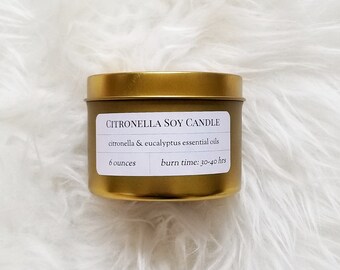 Citronella Candle, Soy Candle, Outdoor Candle, Travel Candle, Patio Candle, Bug Repellent Candle, Housewarming Gift,Vegan Candle