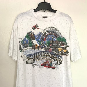 1994 SILVERWOOD Theme Park Corkscrew Rollercoaster Thunder Canyon Roaring Creek Log Flume Amusement Park Souvenir Shirt Size 2XL
