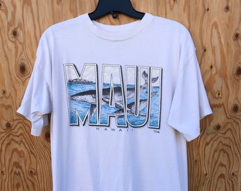 Awesome 1986 MAUI Shirt / Vintage HAWAII Whale Watching Souvenir Graphic Tee Mens Size XL
