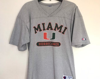90s HURRICANES Jersey Shirt / Vintage University of MIAMI Hurricanes Florida Jersey Style Shirt By CHAMPION Mens Oversized Large