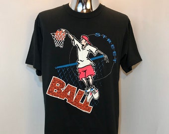90s STREET BALL Graphic Tee / Sweet Hip Hop  Steetwear BASKETBALL Shirt Mens Size Large
