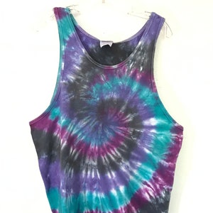 90er Jahre Batik Tank Top / Vintage Hippie Boho Stoner Barter Fair Tank Top Größe LARGE