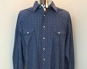 90er Jahre WRANGLER Kleid Shirt / Vintage Wrangler tragen Perle Snap Button Fancy Rodeo Line tanzen leichte Cowboy Shirt Herren Größe XL