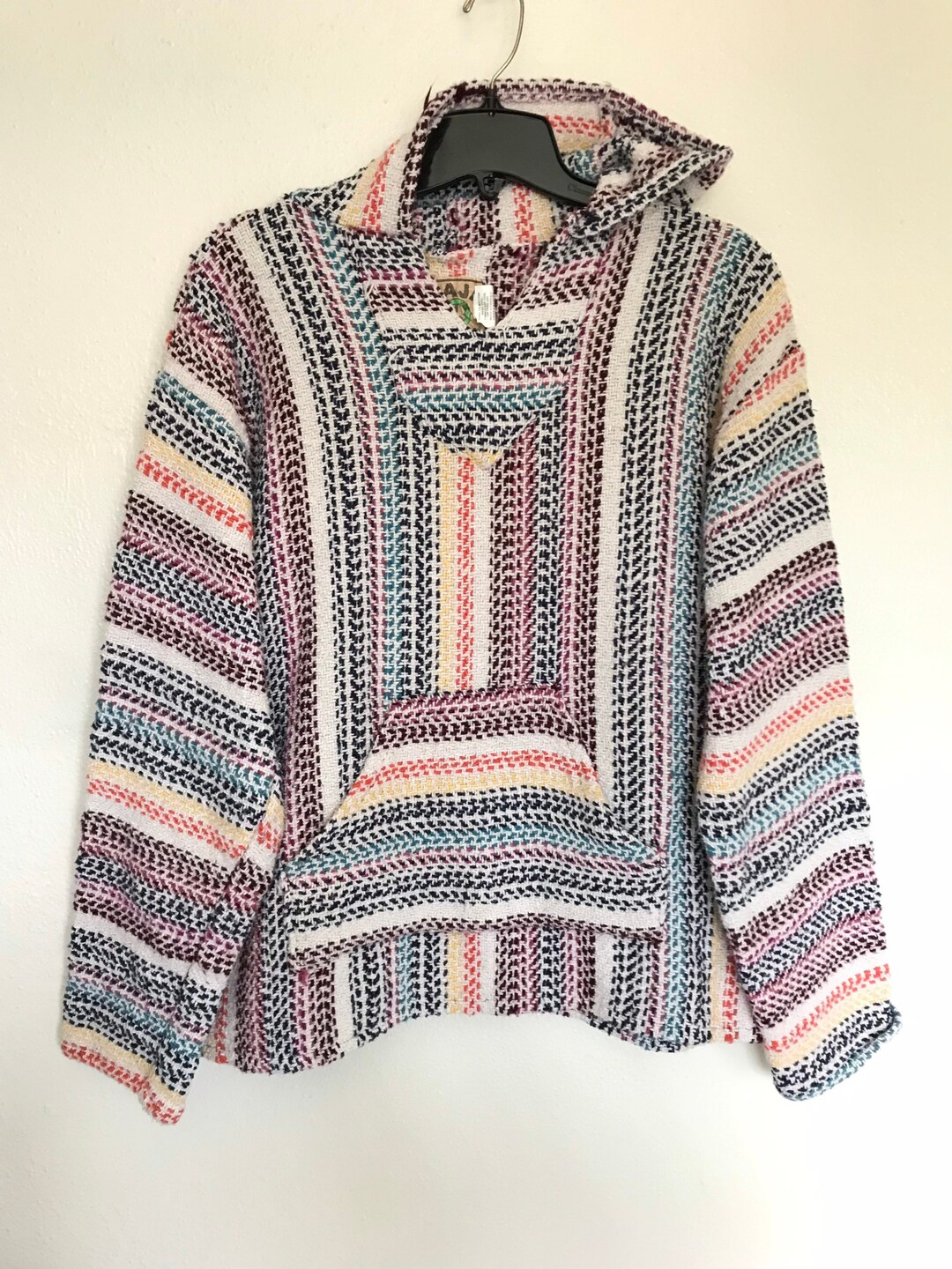 90s BAJA JOE Mexican Poncho / Vintage Surfer Hippie Pullover Etsy