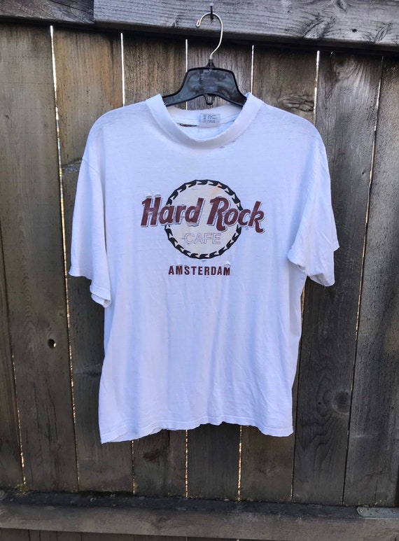 90s Thrashed AMSTERDAM Hard Rock Cafe Shirt / Vint