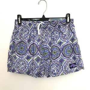 90s FB VOLLEY Shorts / Vintage Abstract Design Volleyball Soccer Tennis Workout Swimming Beach Cover Up Shorts Womens Size SMALL