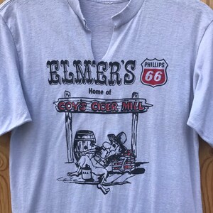 80s ELMERS PHILLIPS 66 Shirt / Vintage Elmers Phillips 66 Gas Station Home of Coys Cider Mill Souvenir Tee Size MEDIUM image 5