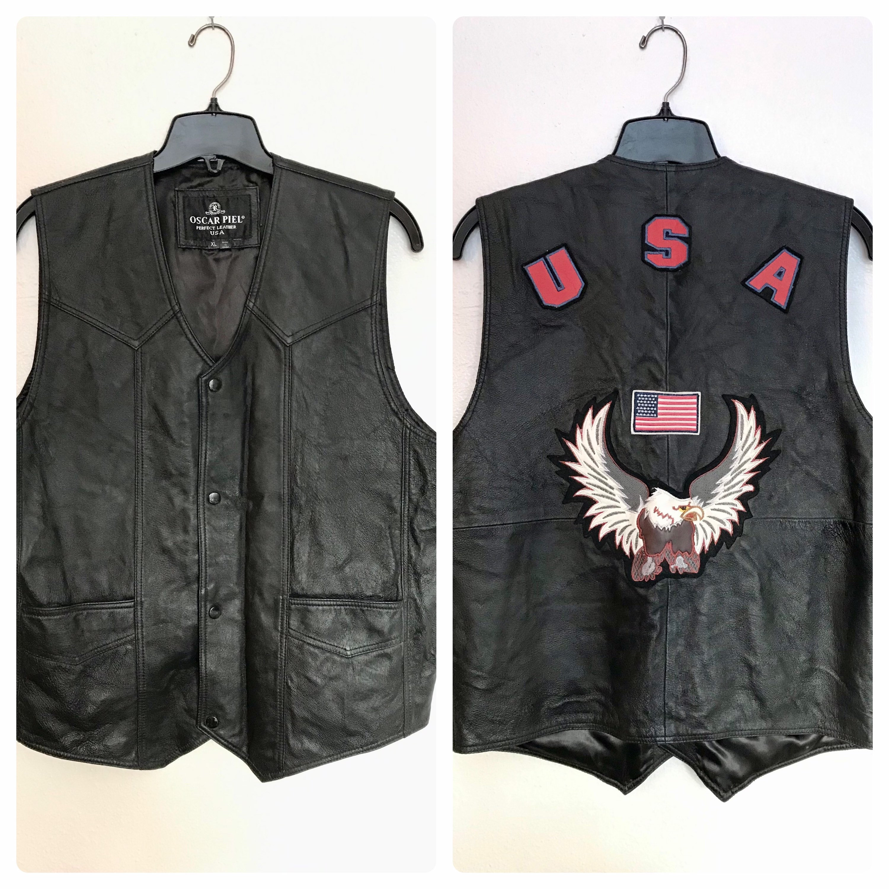 90s Biker Vest / Vintage Leather USA Motorcycle Vest by 90s Biker Vest / Vintage Leather USA Motorcycle Vest by