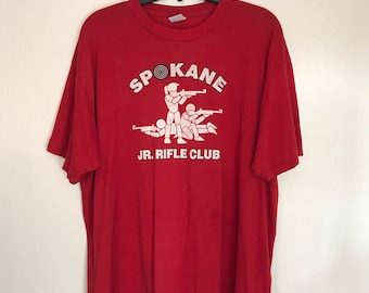 90s Spokane JR. RIFLE CLUB Graphic Tee Mens Size 2XLarge