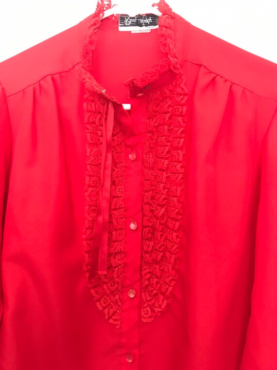 80s Ruffled RHAPSODY Blouse Womens Size MEDIUM - image 5