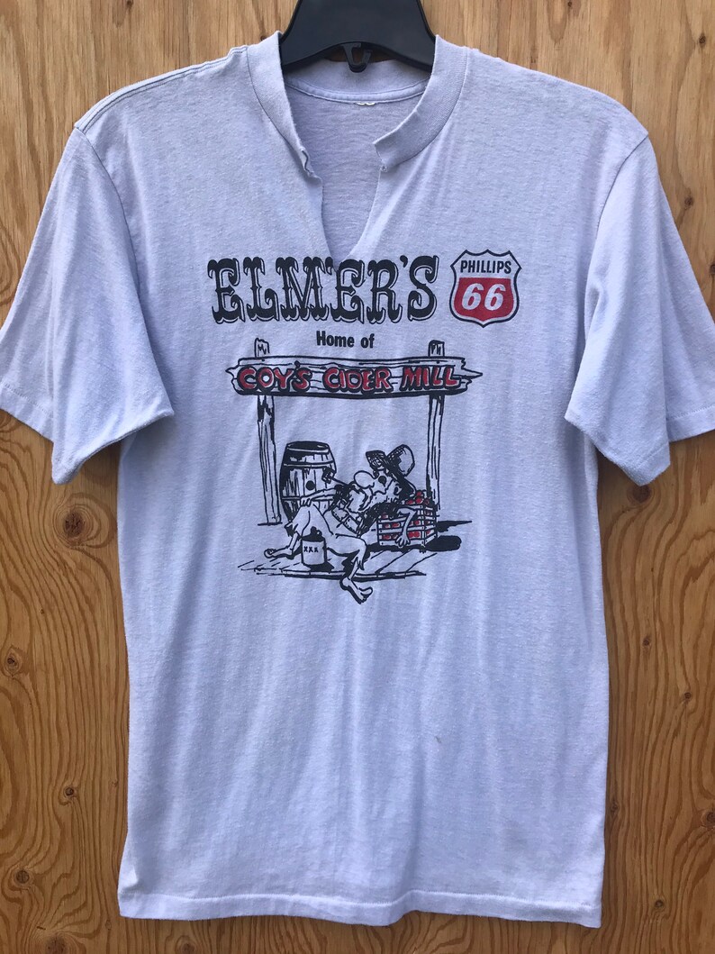 80s ELMERS PHILLIPS 66 Shirt / Vintage Elmers Phillips 66 Gas Station Home of Coys Cider Mill Souvenir Tee Size MEDIUM image 6
