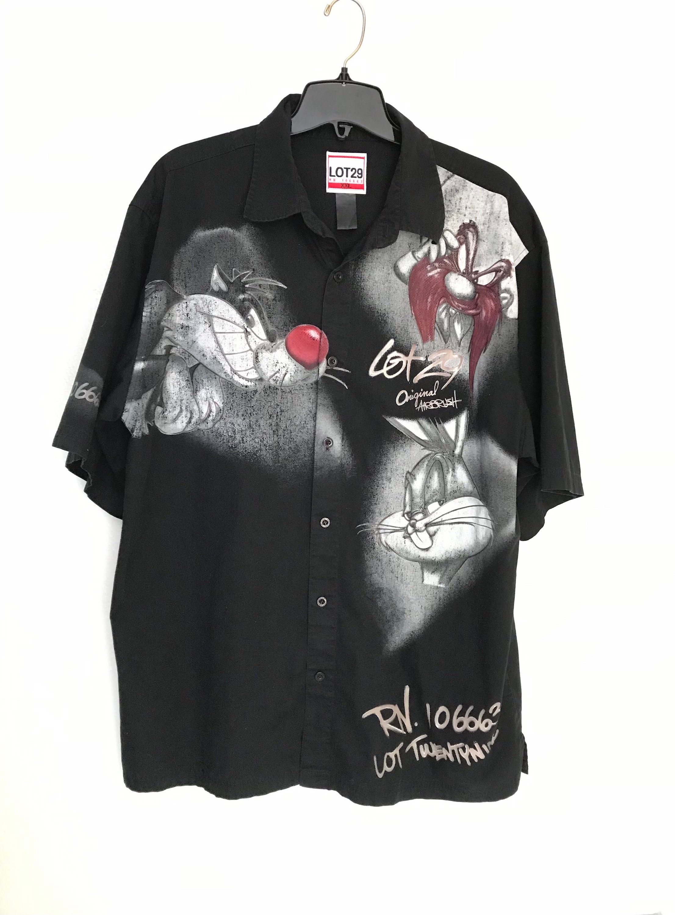 90s LOONEY TUNES Art Shirt Vintage Lot 29 AIRBRUSHED Button up