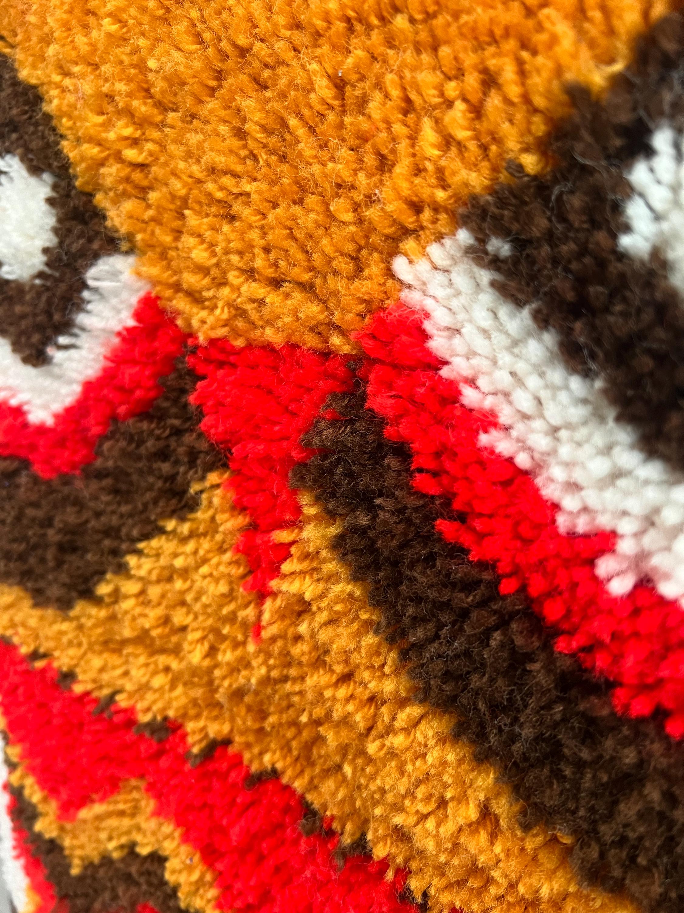 70s Shag OWL Wall Hanging / Vintage Latch Hook Shag Tapestry Wall
