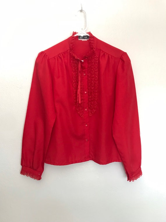 80s Ruffled RHAPSODY Blouse Womens Size MEDIUM