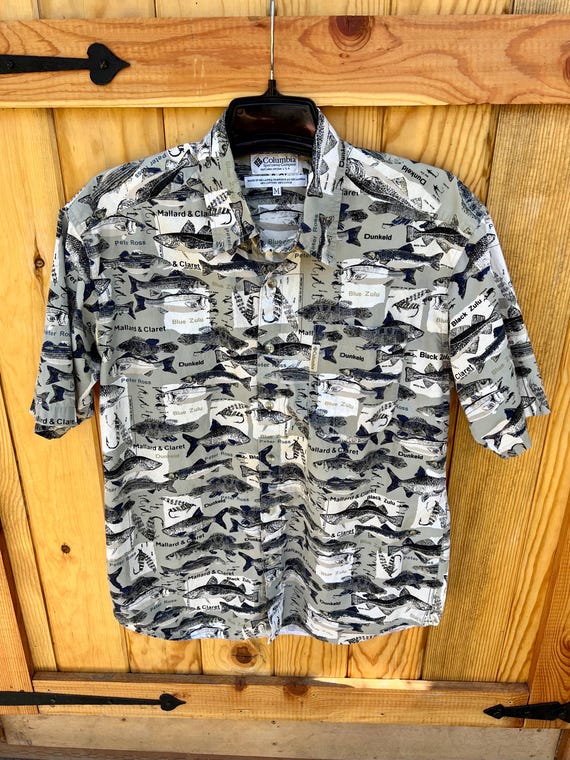 90s COLUMBIA Fly Fishing Shirt / Vintage Fly Fishing Lures