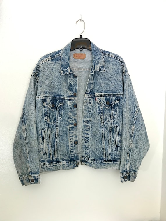 80s LEVIS Acid Washed Jean Jacket / Vintage Levi Strauss & Co