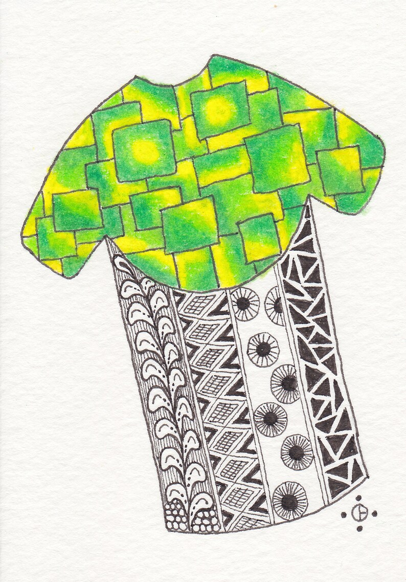 envelope included 5X3.5 inch Original art blank inside #061 single Note card